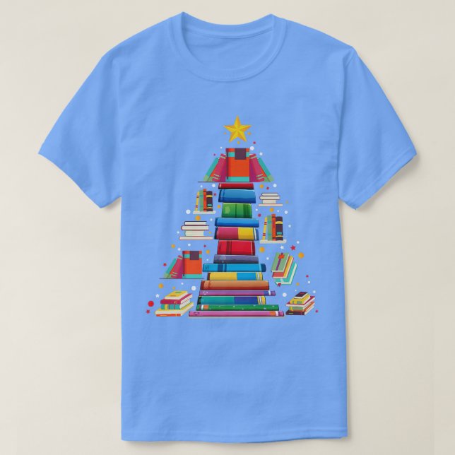 Camiseta Xmas Cute Books Admite Livros Feriados Engraçados  (Frente do Design)
