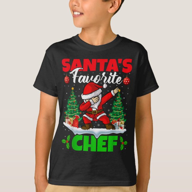 Camiseta Xmas Dabbing Santas Favorite Chef Christmas  (Frente)