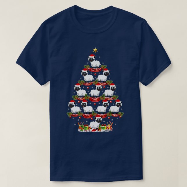 Camiseta Xmas De Ovinos Iluminação De Árvore Ovina Tr De Na (Frente do Design)