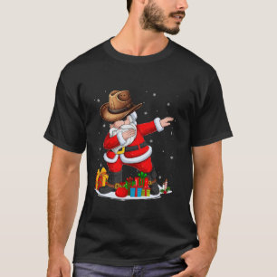 Camiseta Xmas Decor Cowboy Hat Dabbing Santa Claus Christma