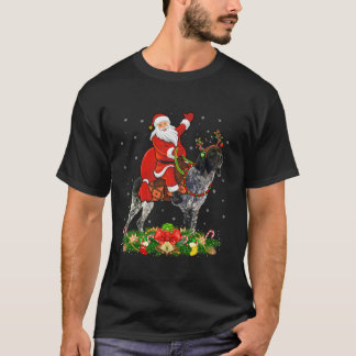 Camiseta Xmas Decor Funny Santa Riding Brittany Spaniel Dog