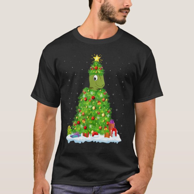 Camiseta Xmas Decorations Lights Santa Chameleon Christmas  (Frente)