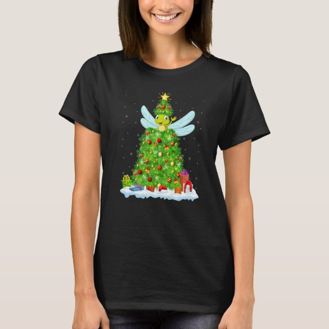 Camiseta Xmas Decorations Lights Santa Dragonfly Christmas  (Frente)
