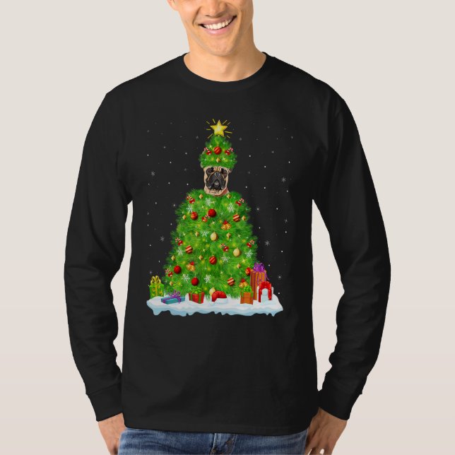 Camiseta Xmas Decorations Lights Santa French Bulldog Chris (Frente)
