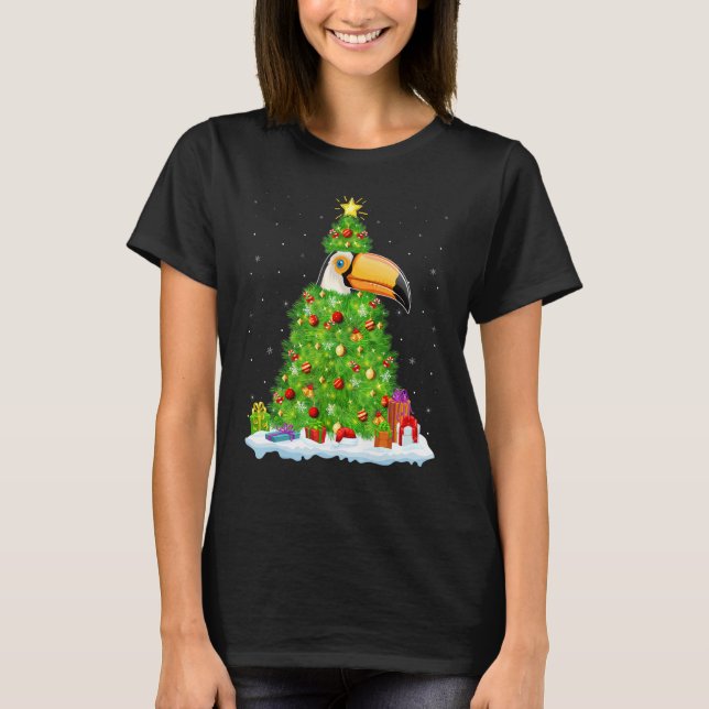 Camiseta Xmas Decorations Lights Santa Hornbill Bird Christ (Frente)