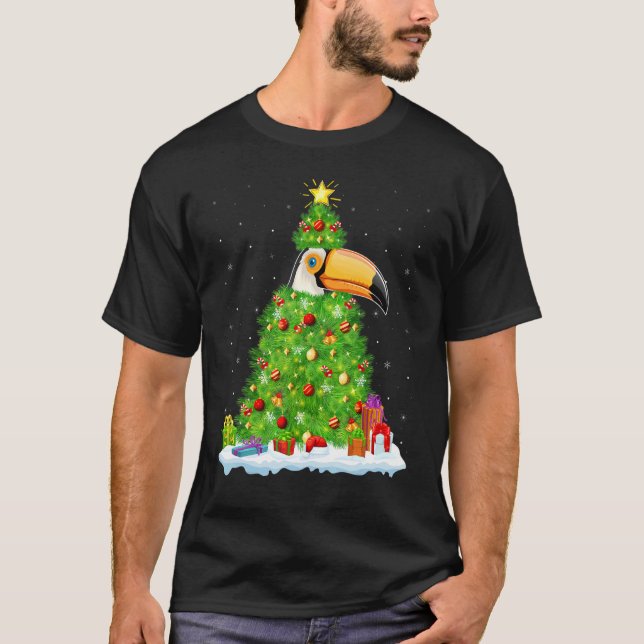 Camiseta Xmas Decorations Lights Santa Hornbill Bird Christ (Frente)