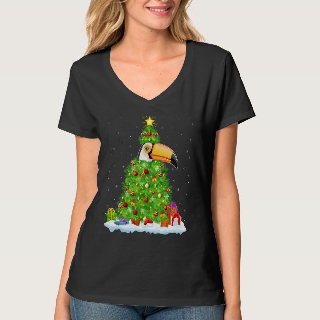 Camiseta Xmas Decorations Lights Santa Hornbill Bird Christ (Frente)