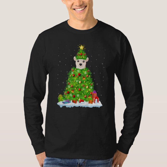 Camiseta Xmas Decorations Lights Santa Polar Bear Christmas (Frente)