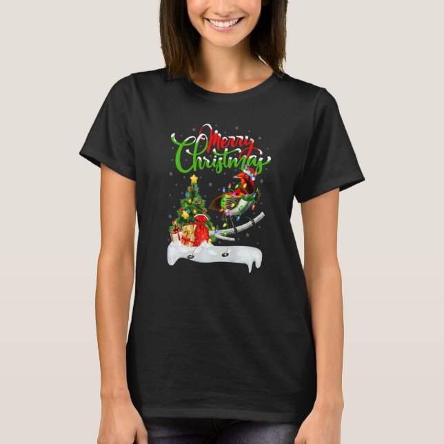 Camiseta Xmas Decorations Santa Birds Of Paradise Christmas (Frente)