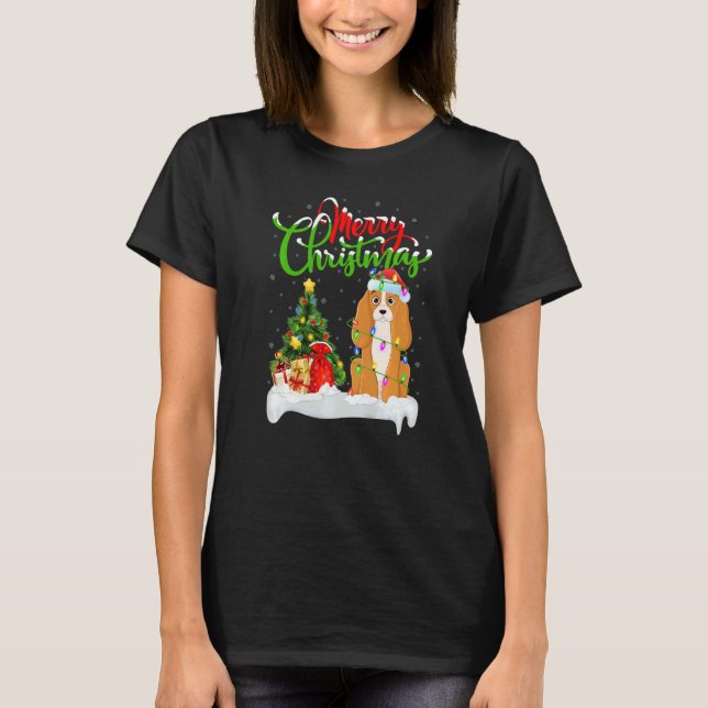 Camiseta Xmas Decorations Santa Cocker Spaniel Dog Christma (Frente)