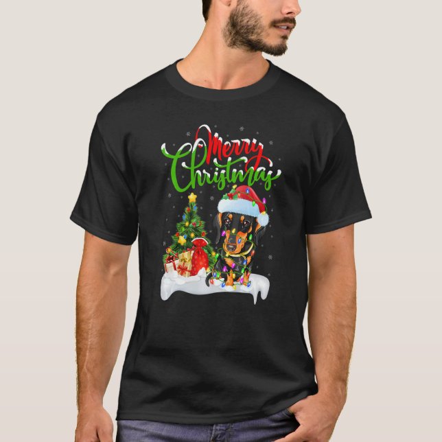 Camiseta Xmas Decorations Santa Dachshund Dog Christmas (Frente)