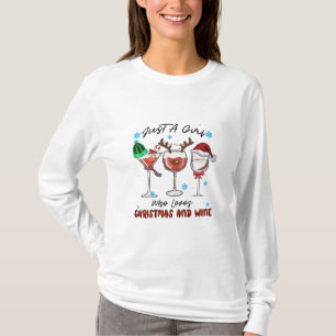 Camiseta Xmas Deu Apenas Uma Menina Que Ama Natal E Vinho