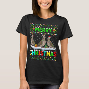 Camiseta Xmas Dove Bird Lighting Papais noeis Feliz Natal M