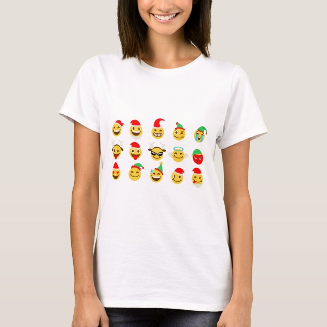 Camiseta xmas emoji faces felizes (Frente)