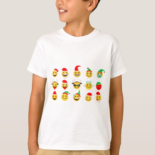 Camiseta xmas emoji faces felizes (Frente)