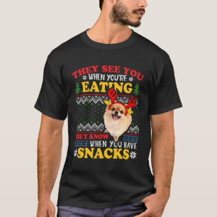 Camiseta Xmas Feios Pomeranianos Que Veem Que Você Está Com