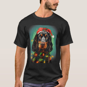 Camiseta Xmas Gordon Setter Dog Tangues Luzes De Natal
