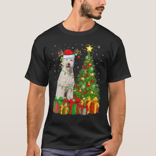 Camiseta Xmas Holiday Lights Papais noeis Labradoodle Dog C (Frente)