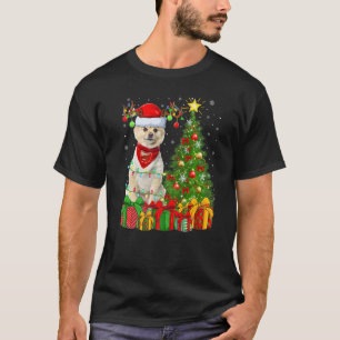 Camiseta Xmas Holiday Lights Santa Pomeranian Dog Christmas