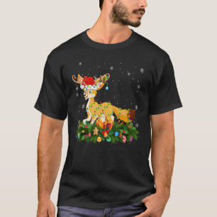 Camiseta Xmas Holiday Reindeer Hat Papais noeis Fennec Fox