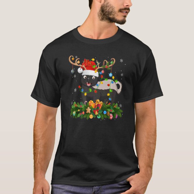 Camiseta Xmas Holiday Reindeer Hat Santa Badger Christmas   (Frente)