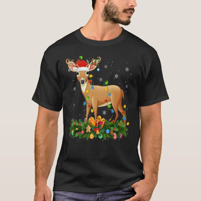 Camiseta Xmas Holiday Reindeer Hat Santa Deer Christmas (Frente)