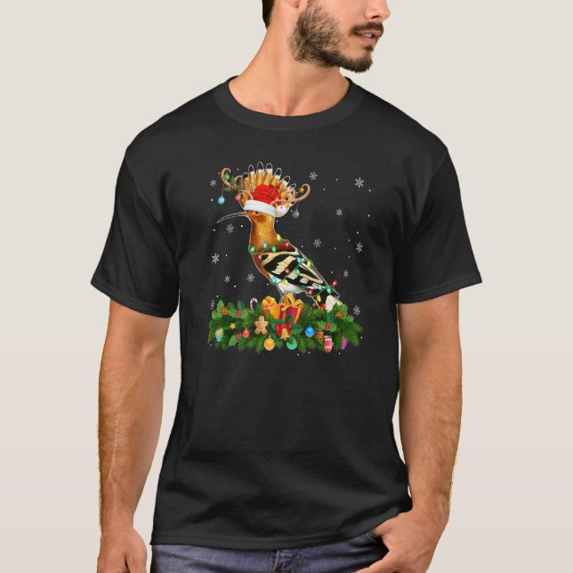 Camiseta Xmas Holiday Reindeer Hat Santa Hoopoes Bird Chris (Frente)