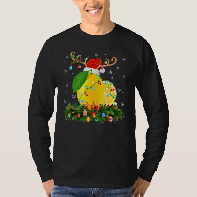 Camiseta Xmas Holiday Reindeer Hat Santa Lemon Christmas (Frente)