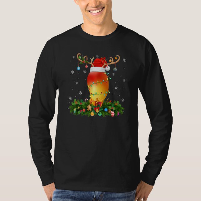 Camiseta Xmas Holiday Reindeer Hat Santa Mango Christmas   (Frente)