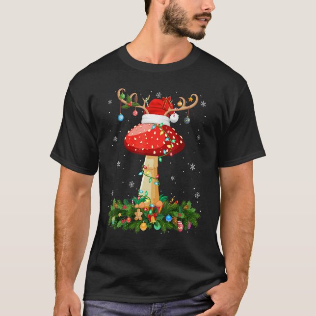 Camiseta Xmas Holiday Reindeer Hat Santa Mushroom Christmas (Frente)