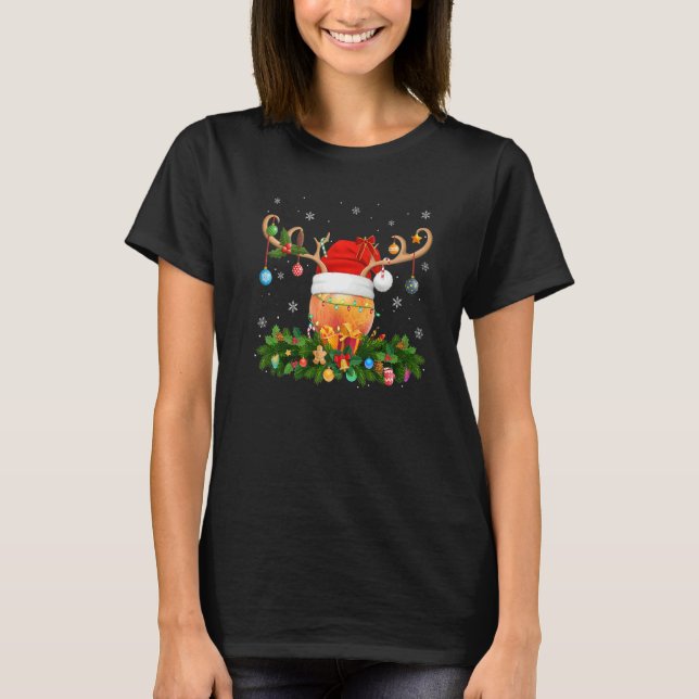 Camiseta Xmas Holiday Reindeer Hat Santa Peach Fruit Christ (Frente)