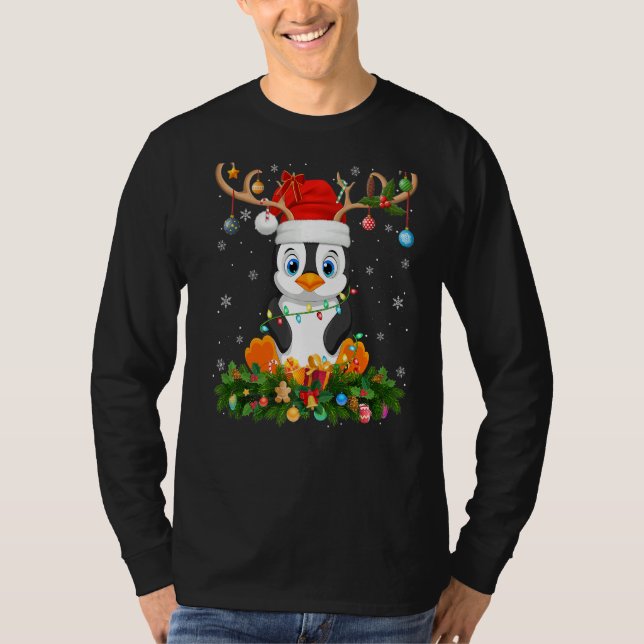 Camiseta Xmas Holiday Reindeer Hat Santa Penguin Bird Chris (Frente)