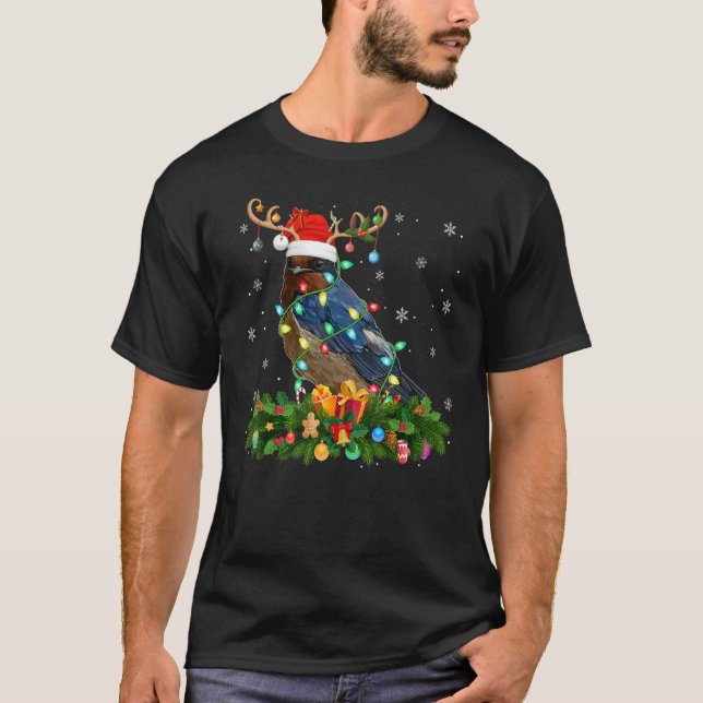 Camiseta Xmas Holiday Reindeer Hat Santa Swallow Bird Chris (Frente)
