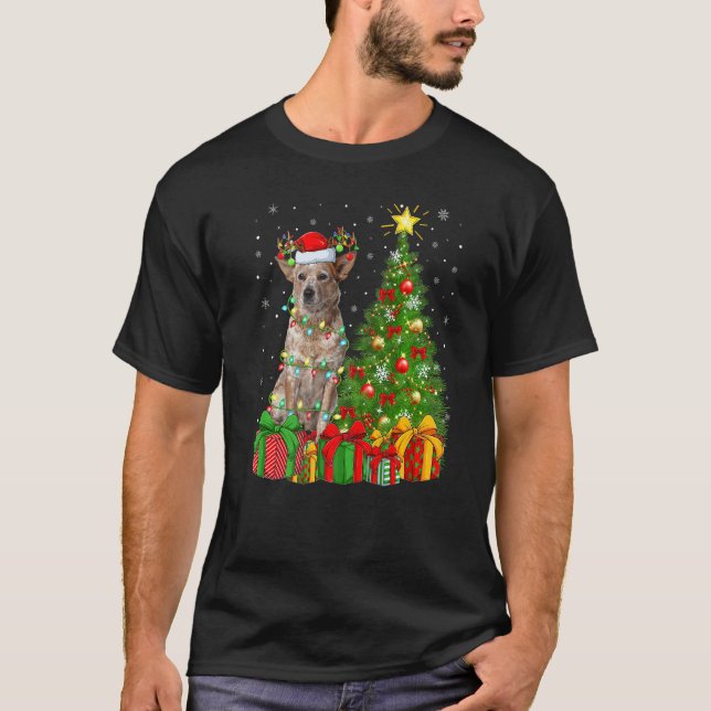 Camiseta Xmas Holiday Santa Australian Cattle Dog Christmas (Frente)