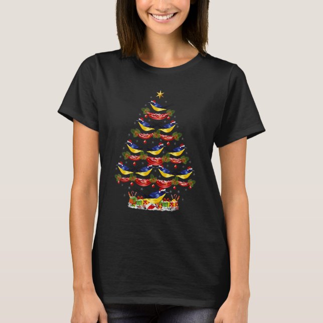 Camiseta Xmas Holiday Santa Eastern Bluebird Christmas Tree (Frente)