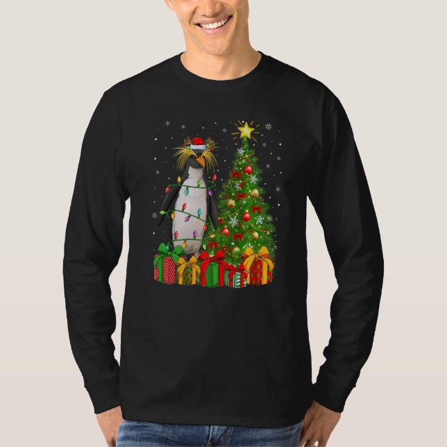Camiseta Xmas Holiday Santa Emperor Penguin Christmas Tree  (Frente)
