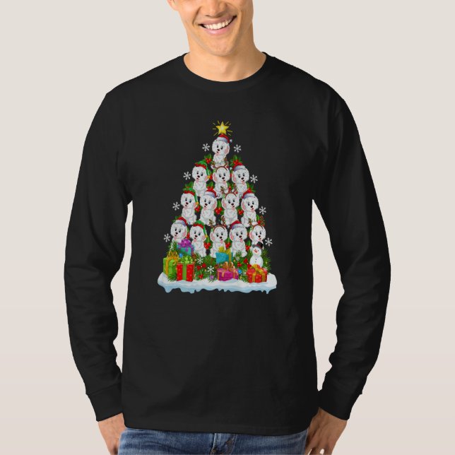 Camiseta Xmas Holiday  Santa Havanese Dog Christmas Tree (Frente)