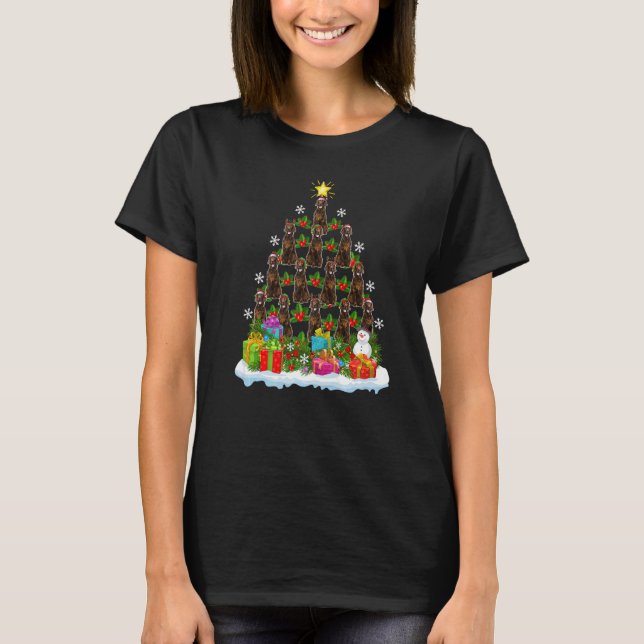Camiseta Xmas Holiday  Santa Irish Setter Dog Christmas Tre (Frente)