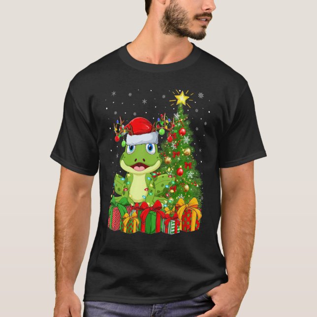 Camiseta Xmas Holiday Santa Poison Dart Frog Christmas Tree (Frente)
