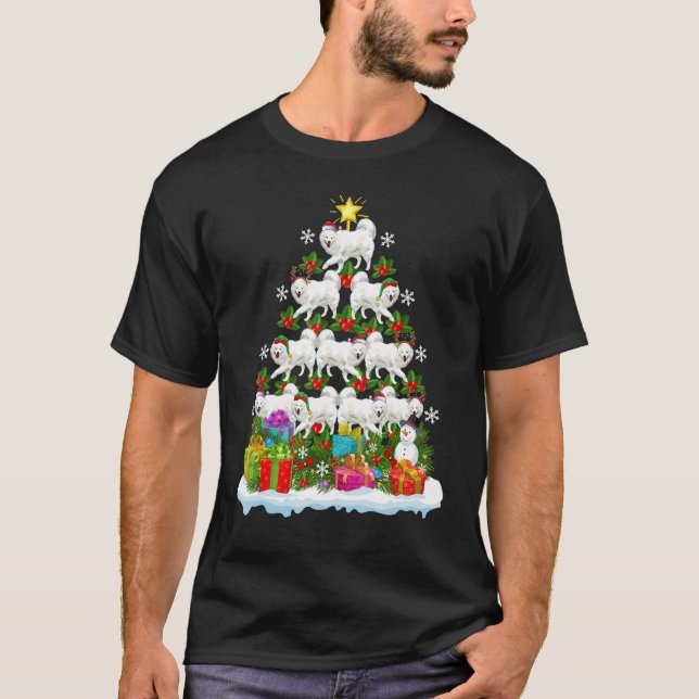 Camiseta Xmas Holiday   Santa Samoyed Dog Christmas Tree (Frente)