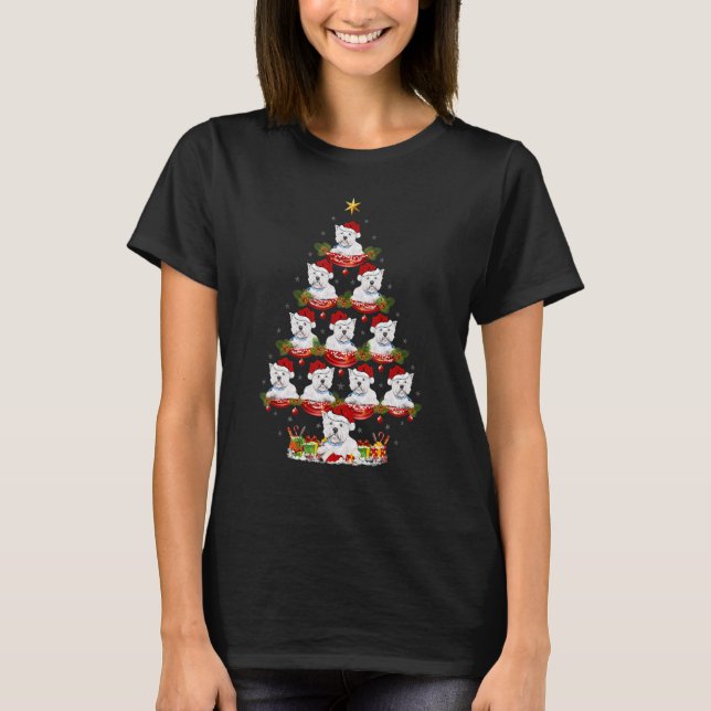 Camiseta Xmas Holiday   Santa Westie Dog Christmas Tree (Frente)