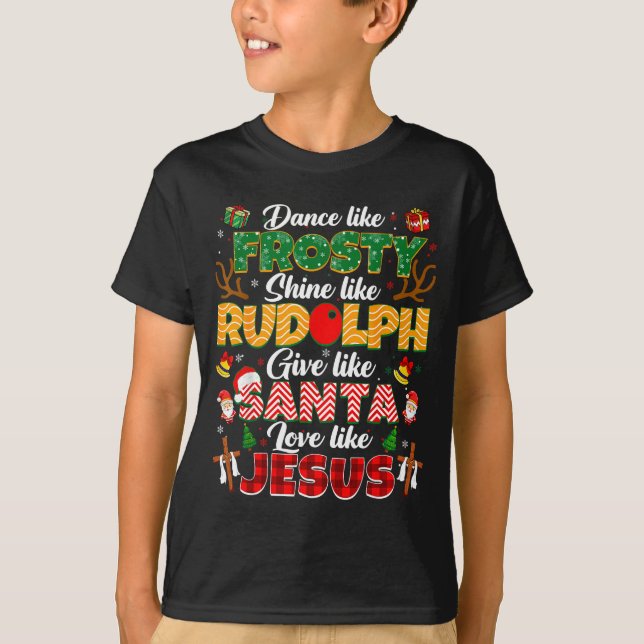 Camiseta Xmas Jesus Christian Dance Like Frosty Xmas Men Wo (Frente)