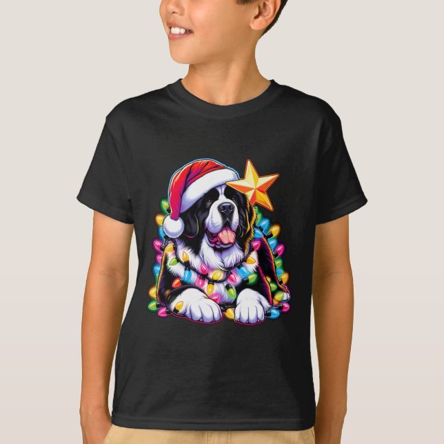 Camiseta Xmas Landseer Newfoundland Dog Tangled Christmas L (Frente)