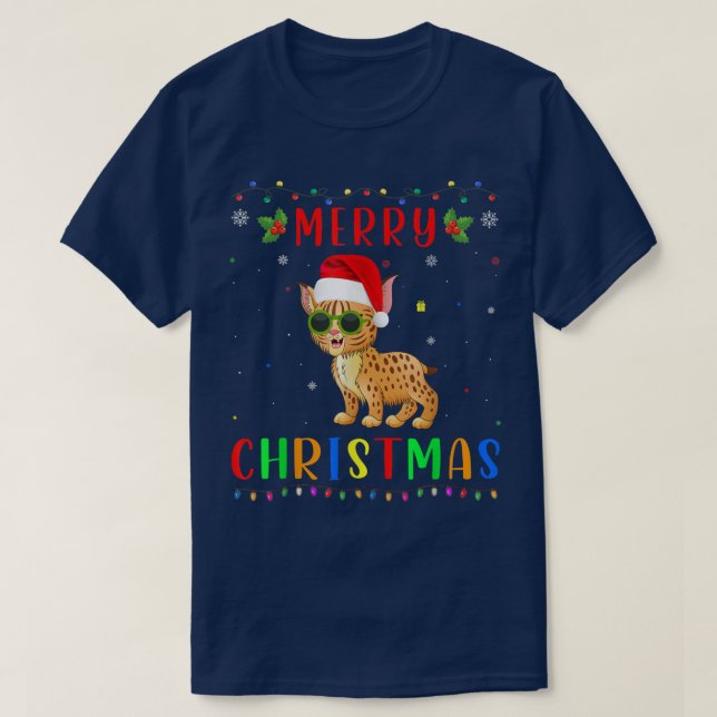 Camiseta Xmas Light Bobcats Design Correspondendo à Piada d (Frente do Design)