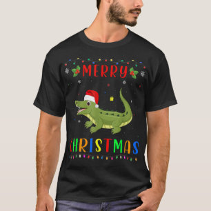 Camiseta Xmas Light Crocodiles Design Correspondendo Natal