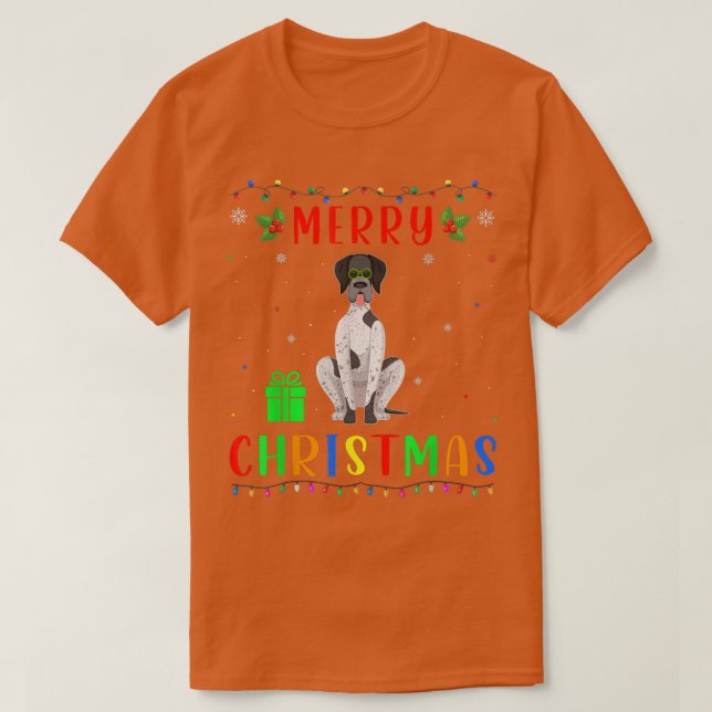 Camiseta Xmas Light German Shorired Pointer Dog Christma (Frente do Design)