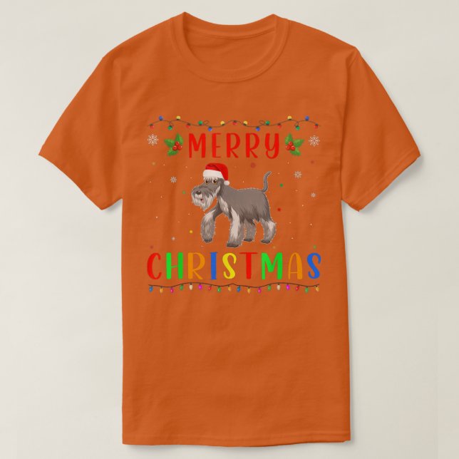 Camiseta Xmas Light Schnauzer Dog Design Matching Christmas (Frente do Design)