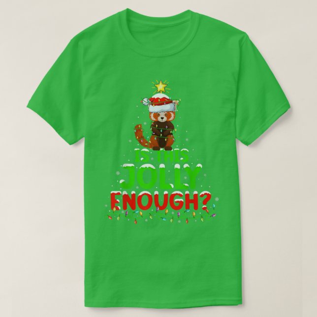 Camiseta Xmas Lighting É Jolly O Suficiente Panda Vermelha  (Frente do Design)