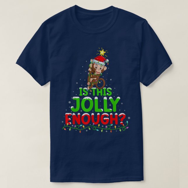 Camiseta Xmas Lighting É Jolly O Suficiente Para O Bonobo C (Frente do Design)