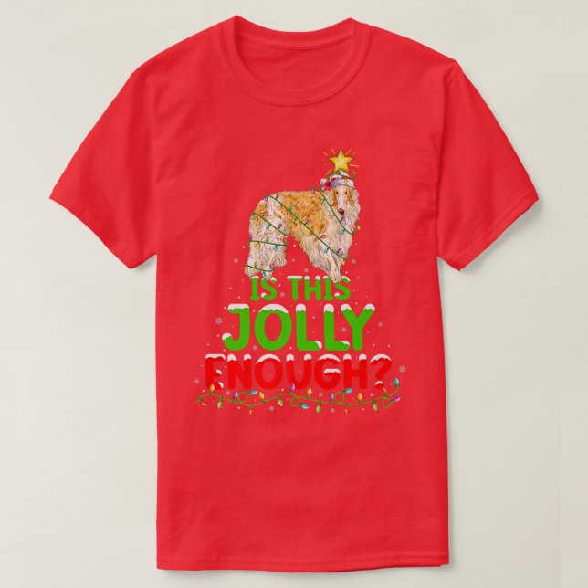 Camiseta Xmas Lighting É Jolly Suficiente Para Borzoi Chris (Frente do Design)